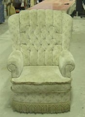 Fauteuil en tissu avant rembourrage